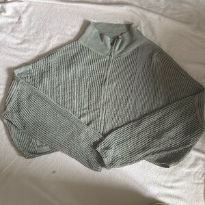 SARAH PACINI oversized greyish green zipped cardigan